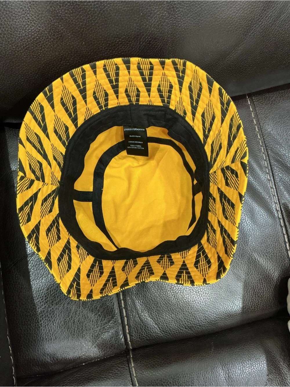 Paco Rabanne ‘CIAO PACO’ Yellow and Black Patterned Bucket Hat